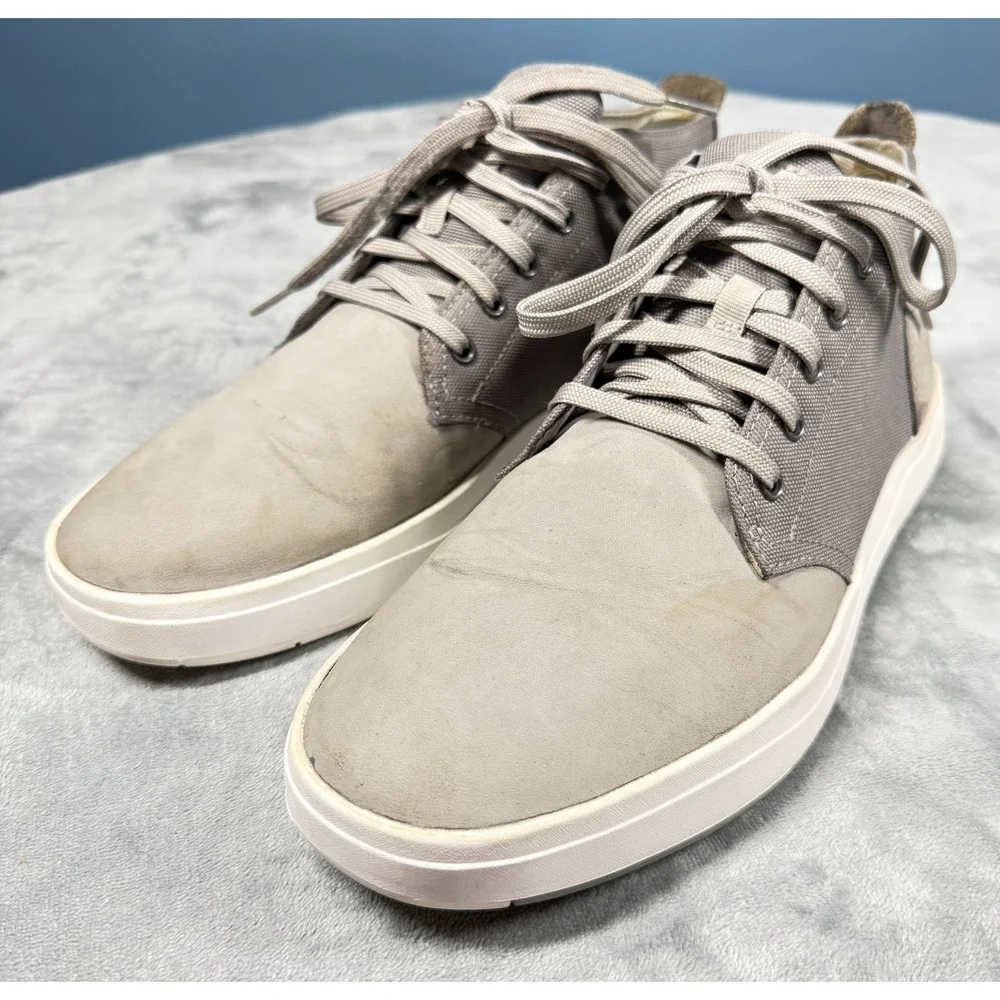 Timberland Mens 10 Chukka Sneakers Tan Nubuck Leather Canvas Lace Up Casual
